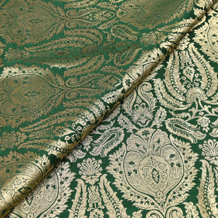 Premium Satin Brocade Khimkhab Fabric 44" – Traditional Zari Woven Designer Fabric RS8899-3