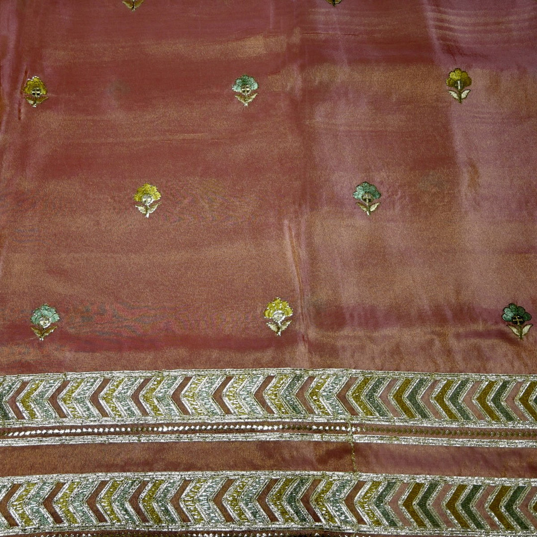 Dyed Tissue Foil Embroidery Dupatta Fabrics