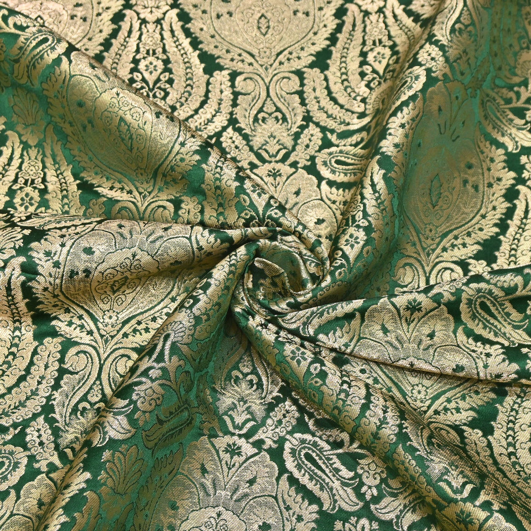 Premium Satin Brocade Khimkhab Fabric 44" – Traditional Zari Woven Designer Fabric RS8899-3