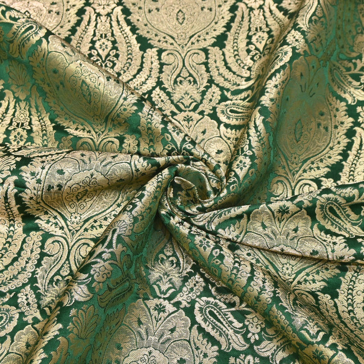 Premium Satin Brocade Khimkhab Fabric 44" – Traditional Zari Woven Designer Fabric RS8899-3