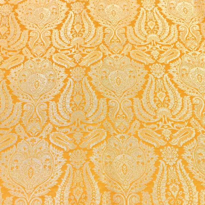 Premium Satin Brocade Khimkhab Fabric 44" – Traditional Zari Woven Designer Fabric RS8899-2
