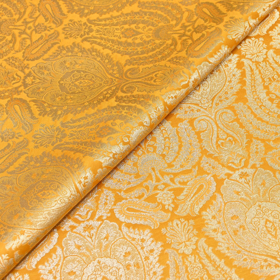 Premium Satin Brocade Khimkhab Fabric 44" – Traditional Zari Woven Designer Fabric RS8899-2
