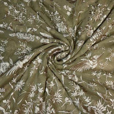 Viscose Georgette Parsi Work Embroidery Fabrics