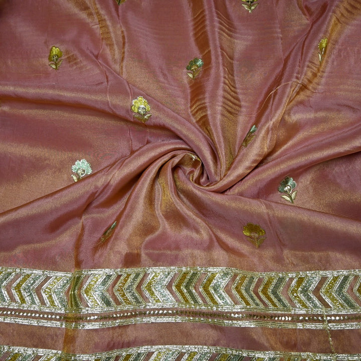 Dyed Tissue Foil Embroidery Dupatta Fabrics