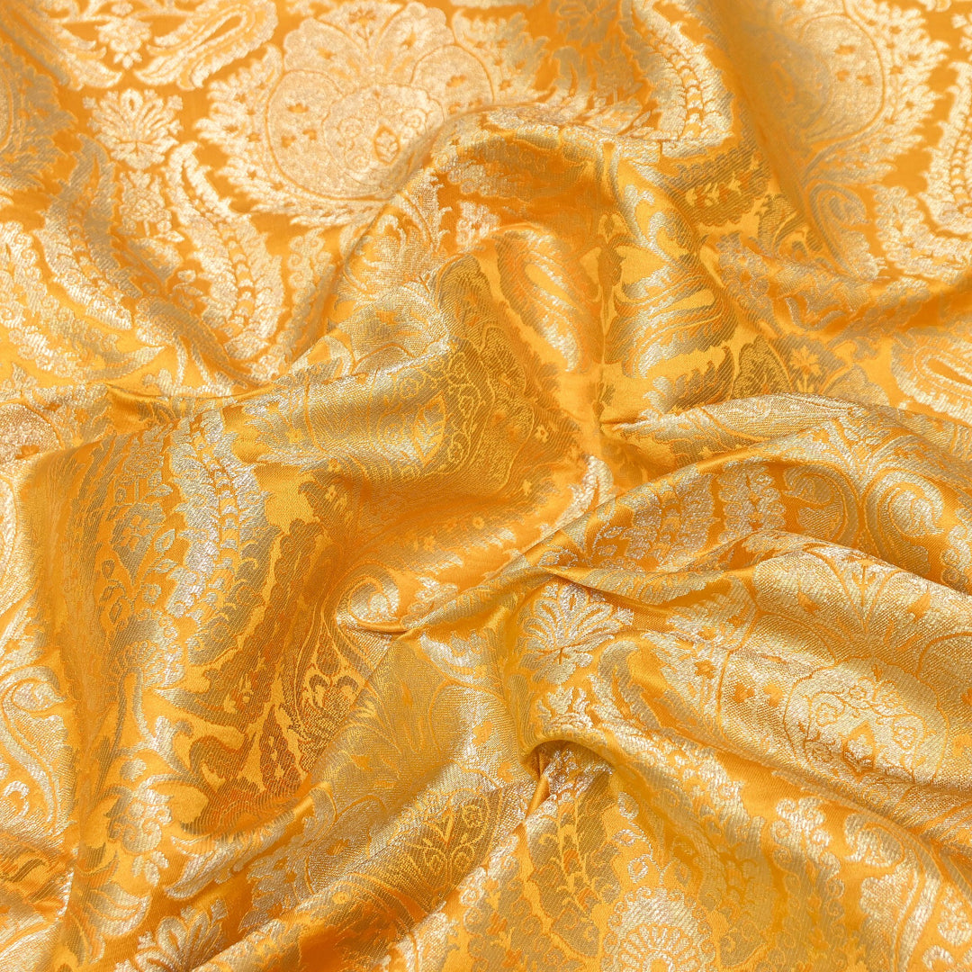 Premium Satin Brocade Khimkhab Fabric 44" – Traditional Zari Woven Designer Fabric RS8899-2
