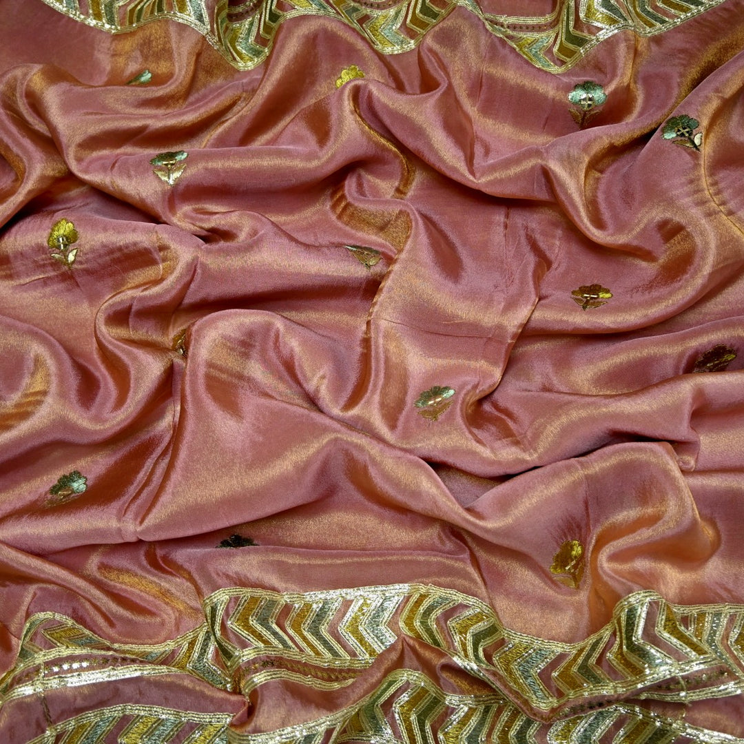 Dyed Tissue Foil Embroidery Dupatta Fabrics