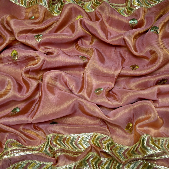 Dyed Tissue Foil Embroidery Dupatta Fabrics