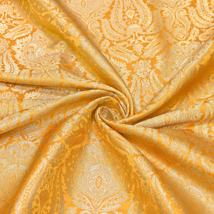 Premium Satin Brocade Khimkhab Fabric 44" – Traditional Zari Woven Designer Fabric RS8899-2