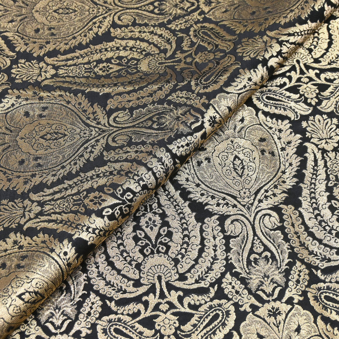 Premium Satin Brocade Khimkhab Fabric 44" – Traditional Zari Woven Designer Fabric RS8899-1
