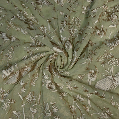 Viscose Georgette Parsi Work Embroidery Fabrics