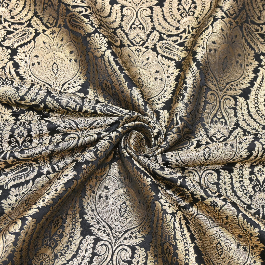 Premium Satin Brocade Khimkhab Fabric 44" – Traditional Zari Woven Designer Fabric RS8899-1