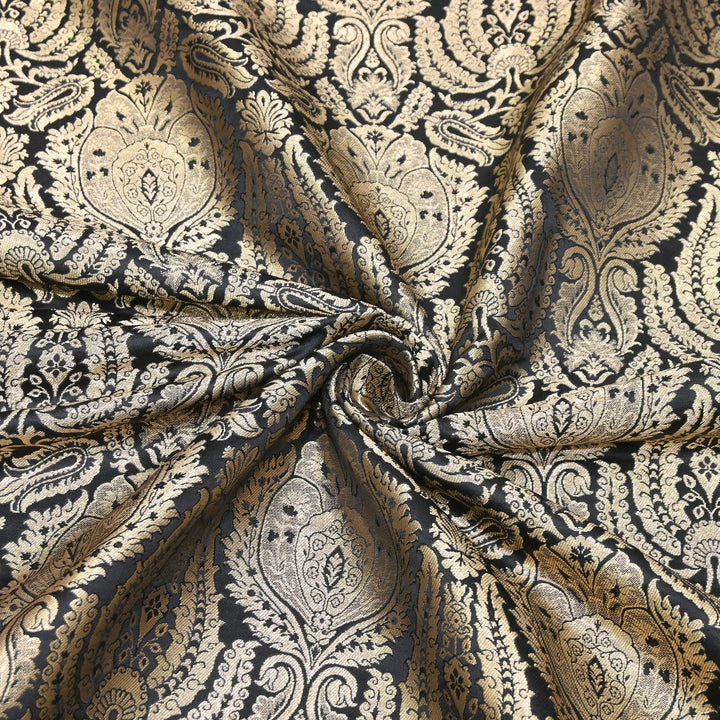 Premium Satin Brocade Khimkhab Fabric 44" – Traditional Zari Woven Designer Fabric RS8899-1