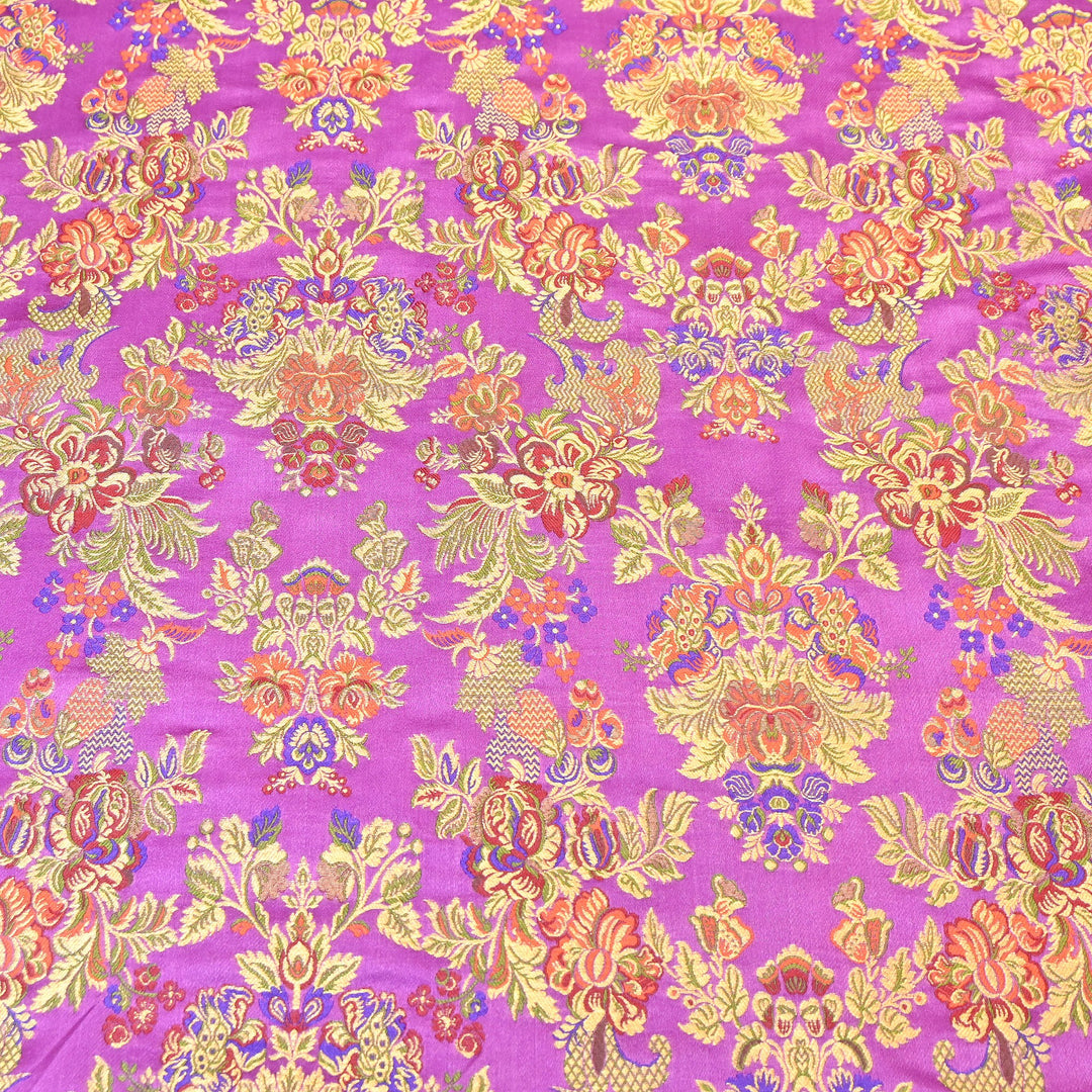 Satin Kimkhab Multi Brocade Fabric | Heavy Luxury Zari Woven Designer Fabric | RS0022-1