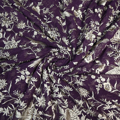 Viscose Georgette Parsi Work Embroidery Fabrics