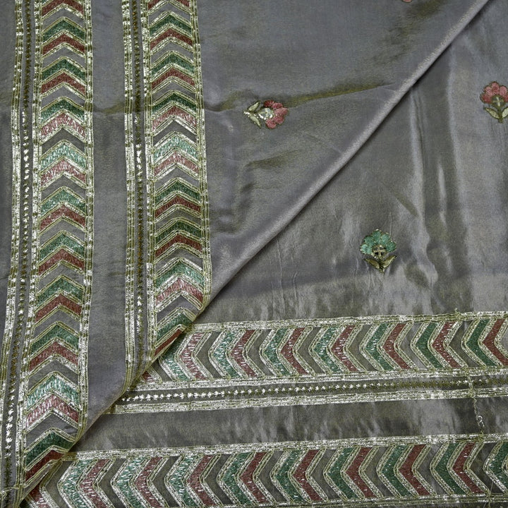 Dyed Tissue Foil Embroidery Dupatta Fabrics