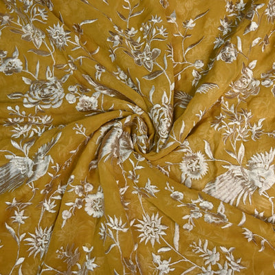 Viscose Georgette Parsi Work Embroidery Fabrics