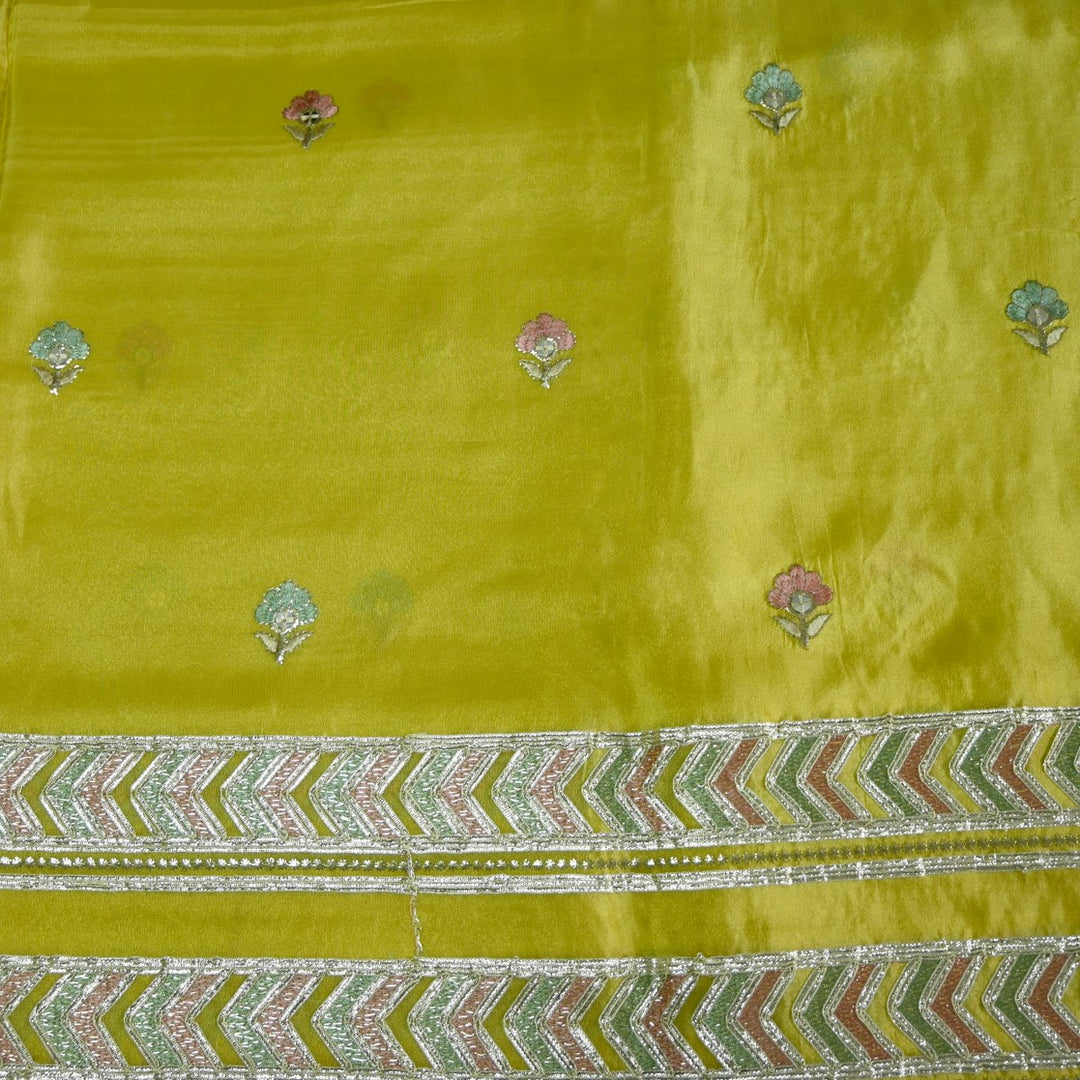 Dyed Tissue Foil Embroidery Dupatta Fabrics