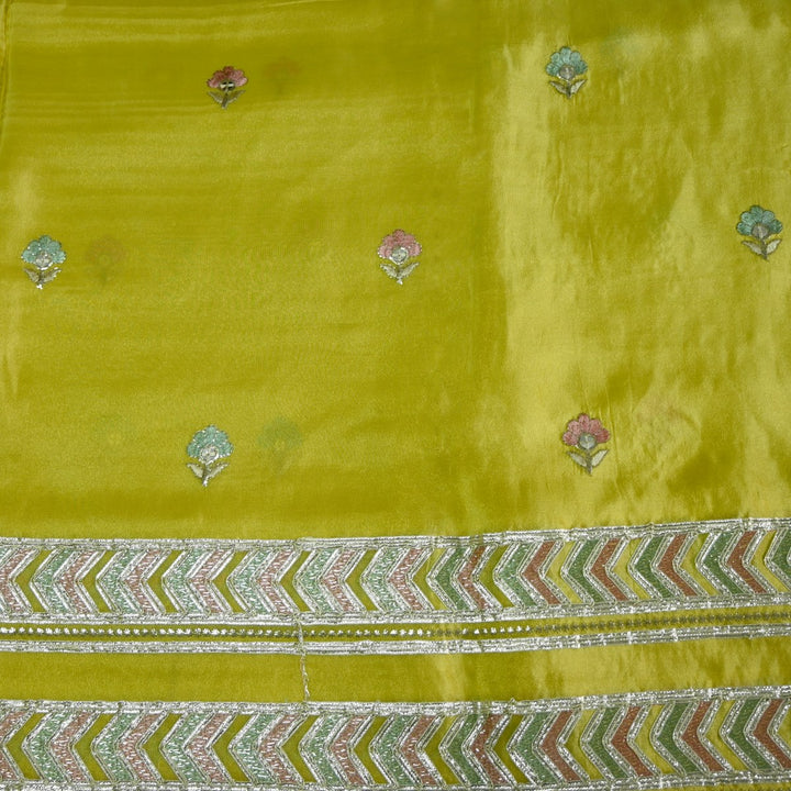 Dyed Tissue Foil Embroidery Dupatta Fabrics