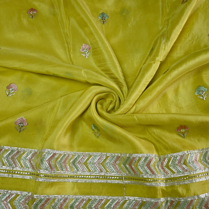 Dyed Tissue Foil Embroidery Dupatta Fabrics
