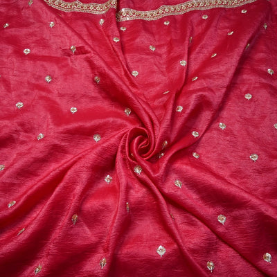 Crush Organza Zari Sequins Embroidery Fabrics