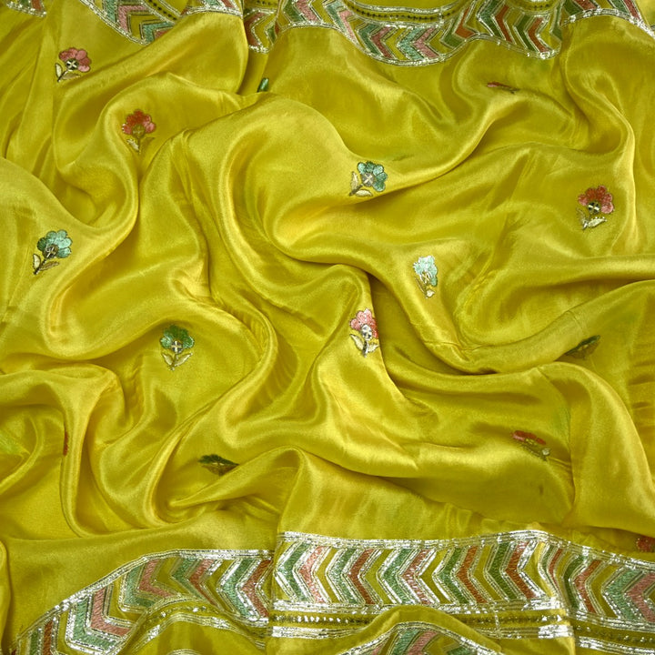 Dyed Tissue Foil Embroidery Dupatta Fabrics