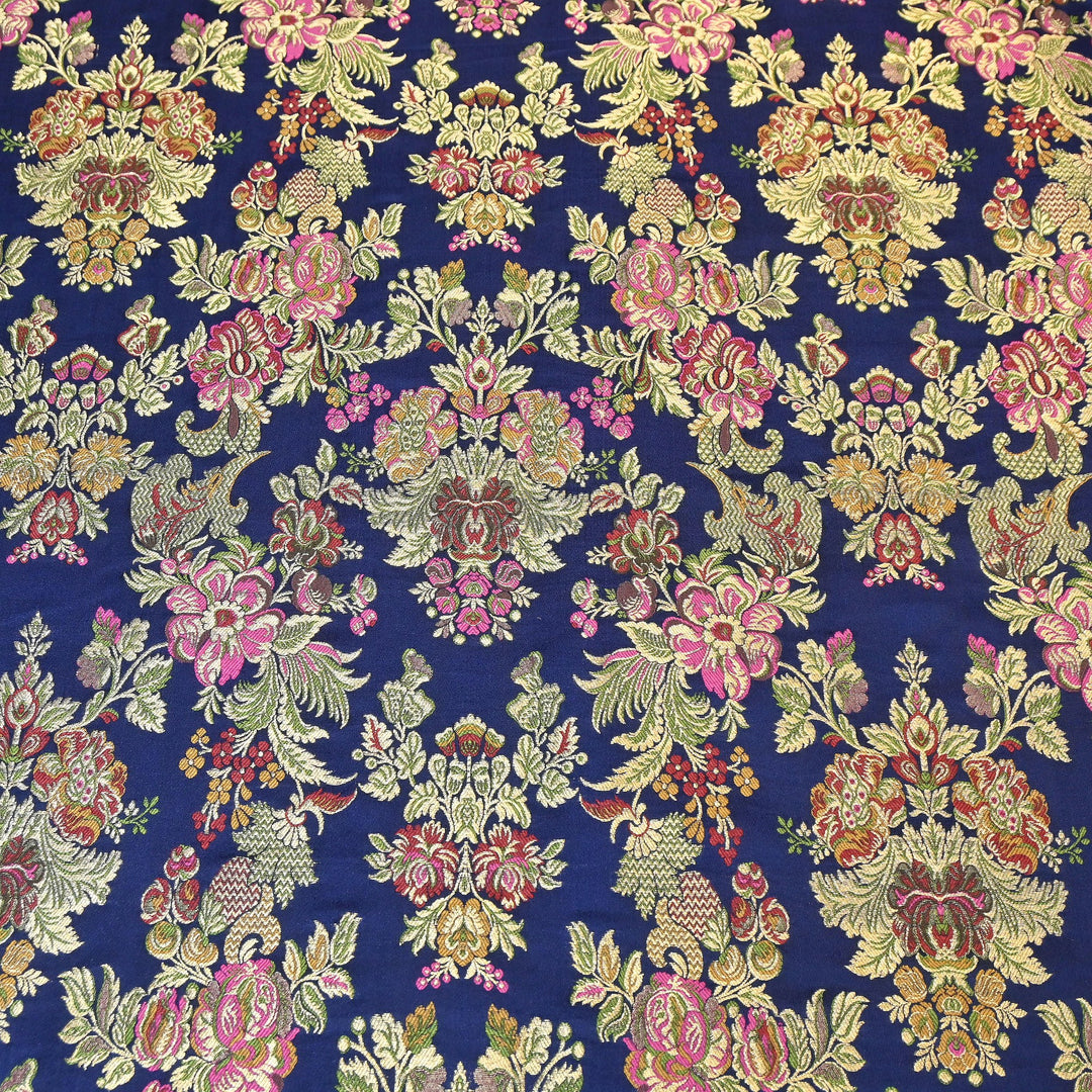 Satin Kimkhab Multi Brocade Fabric | Heavy Luxury Zari Woven Designer Fabric | RS0022-5