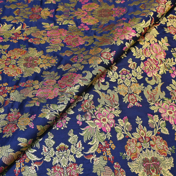 Satin Kimkhab Multi Brocade Fabric | Heavy Luxury Zari Woven Designer Fabric | RS0022-5
