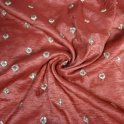 Crush Organza Zari Sequins Embroidery Fabrics