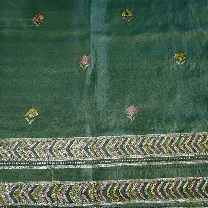 Dyed Tissue Foil Embroidery Dupatta Fabrics