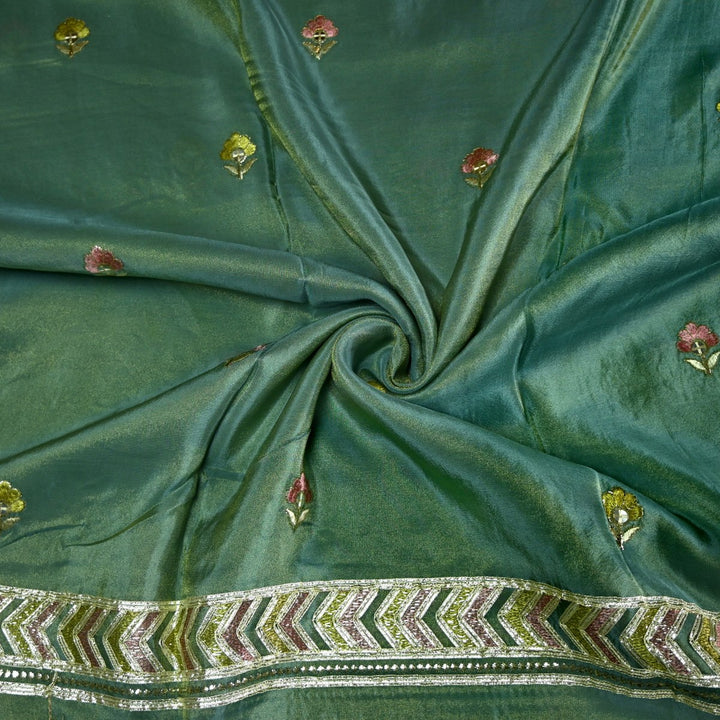 Dyed Tissue Foil Embroidery Dupatta Fabrics