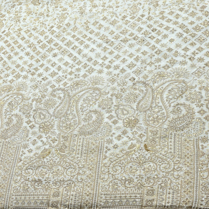 Premium Georgette Zari & Sequins Embroidery Fabric | Designer Embroidered Fabric-D289682-A