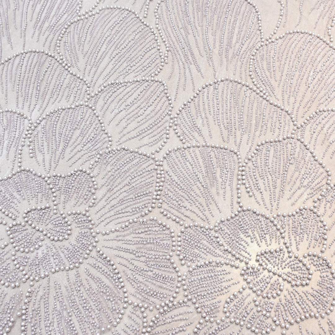 Purple Color Imported Heavy Cut Dana & Pearl Embroidered Designer Net Fabric- MG3729-1