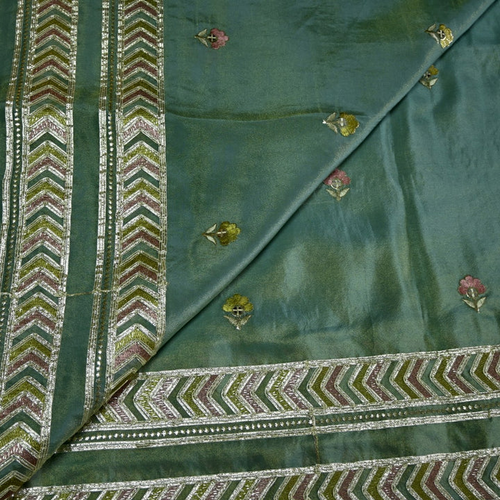 Dyed Tissue Foil Embroidery Dupatta Fabrics
