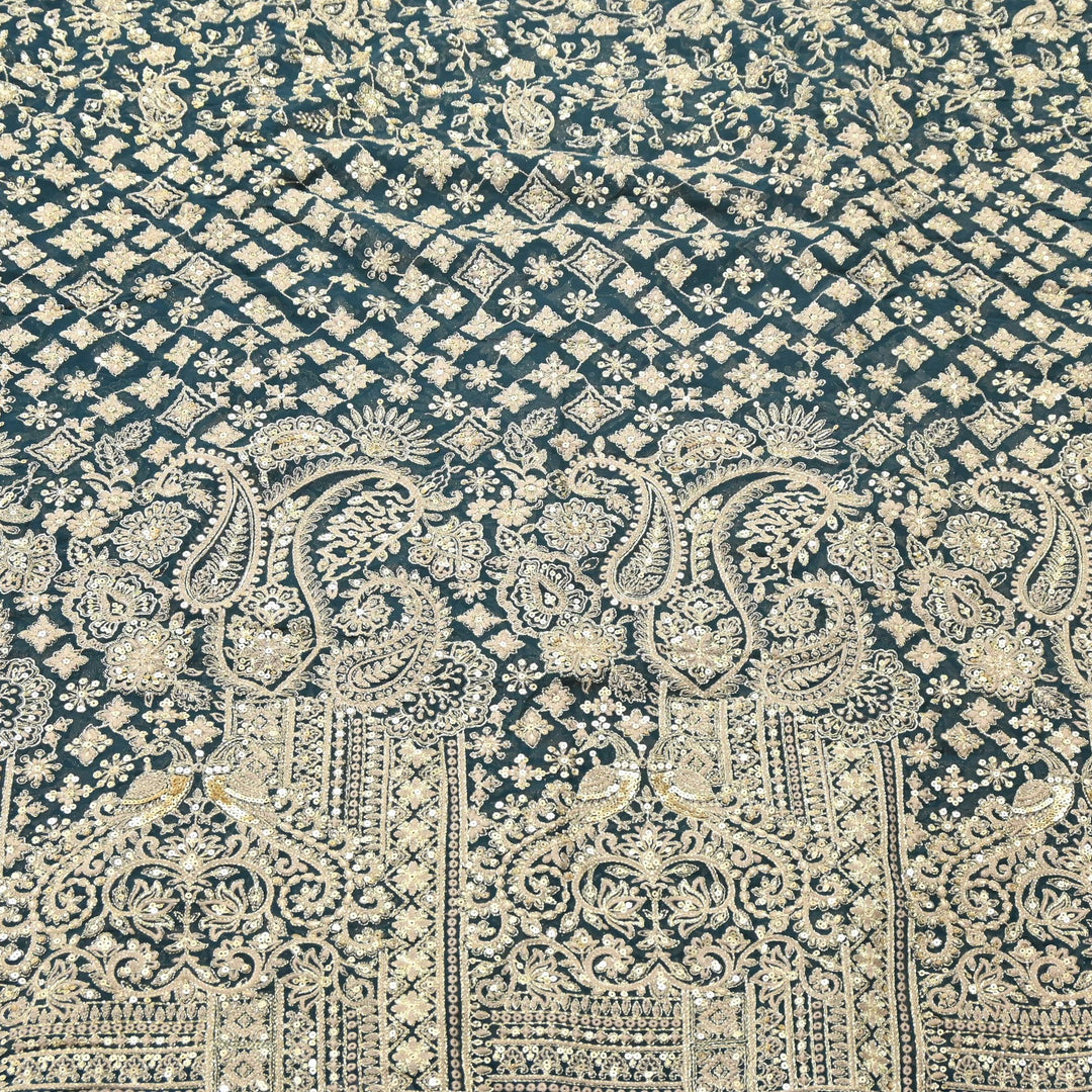 Premium Georgette Zari & Sequins Embroidery Fabric | Designer Embroidered Fabric-D289682-A1