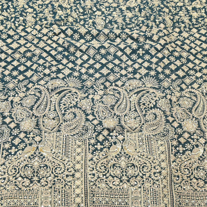 Premium Georgette Zari & Sequins Embroidery Fabric | Designer Embroidered Fabric-D289682-A1
