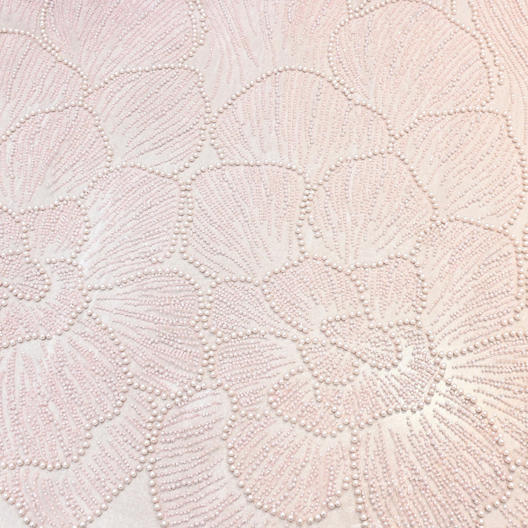 Blush Pink Color Imported Heavy Cut Dana & Pearl Embroidered Designer Net Fabric- MG3729-3