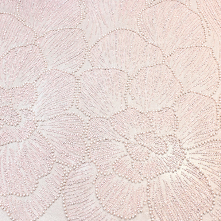 Blush Pink Color Imported Heavy Cut Dana & Pearl Embroidered Designer Net Fabric- MG3729-3