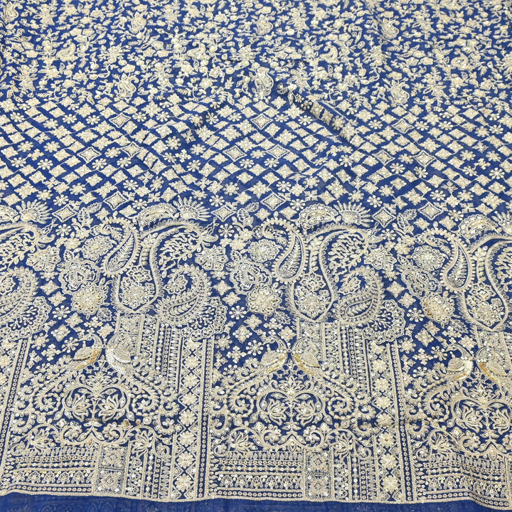 Premium Georgette Zari & Sequins Embroidery Fabric | Designer Embroidered Fabric-D289682-A2