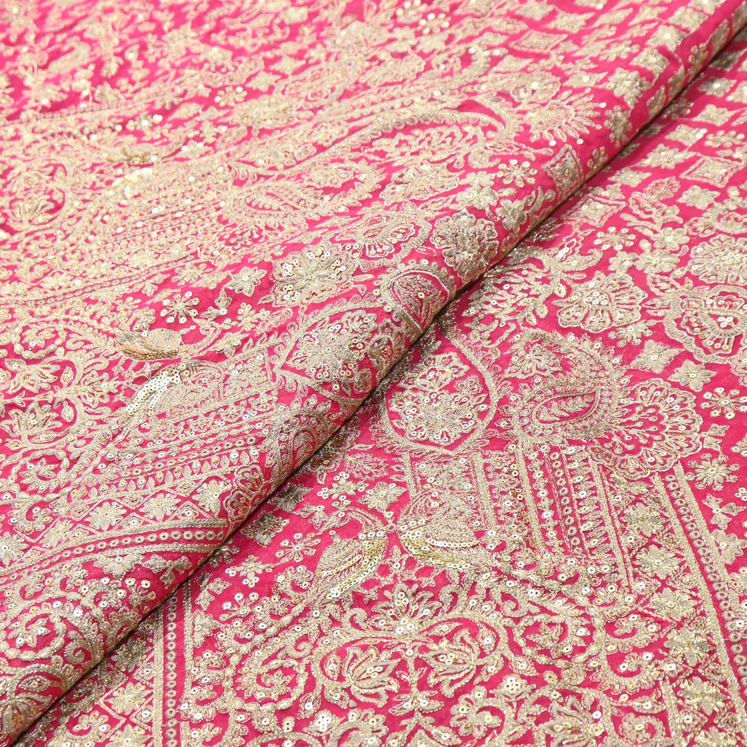 Premium Georgette Zari & Sequins Embroidery Fabric | Designer Embroidered Fabric-D289682-A3