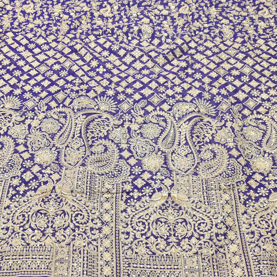 Premium Georgette Zari & Sequins Embroidery Fabric | Designer Embroidered Fabric-D289682-A4