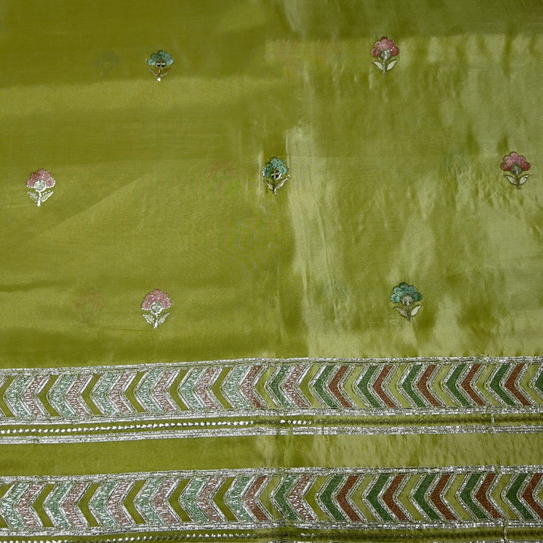 Dyed Tissue Foil Embroidery Dupatta Fabrics