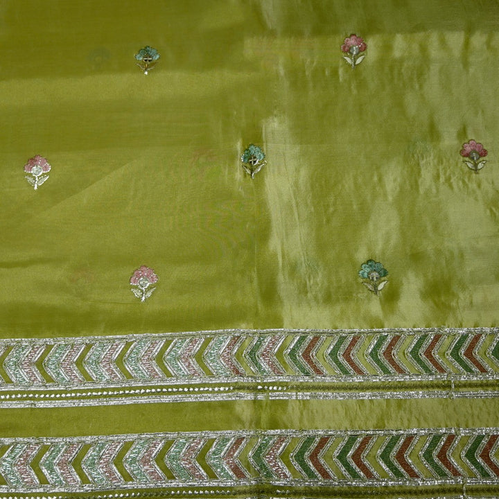 Dyed Tissue Foil Embroidery Dupatta Fabrics