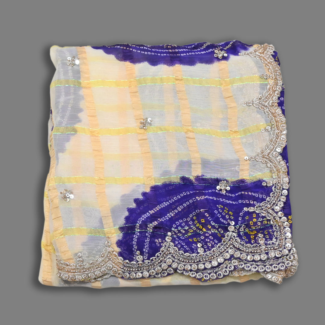 Premium Viscose Chiffon Bandhani Moti Embroidery Dupatta | Designer Bandhani Dupatta-H00003-4
