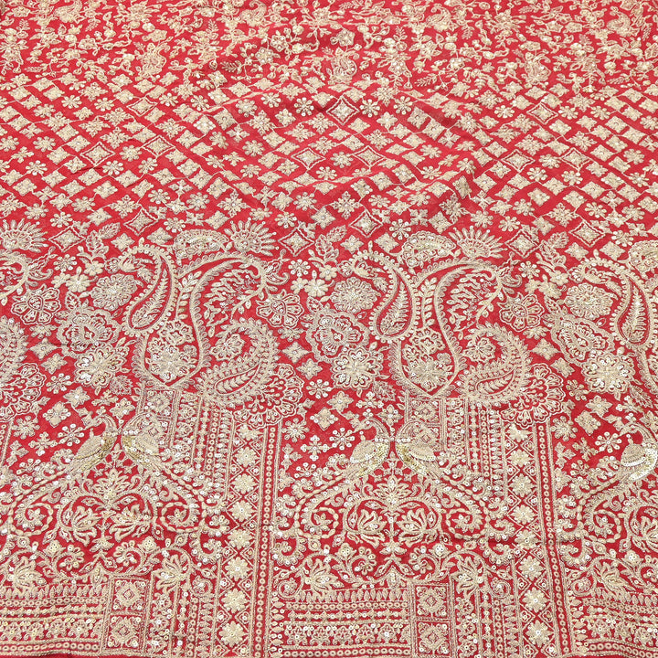 Premium Georgette Zari & Sequins Embroidery Fabric | Designer Embroidered Fabric-D289682-A5