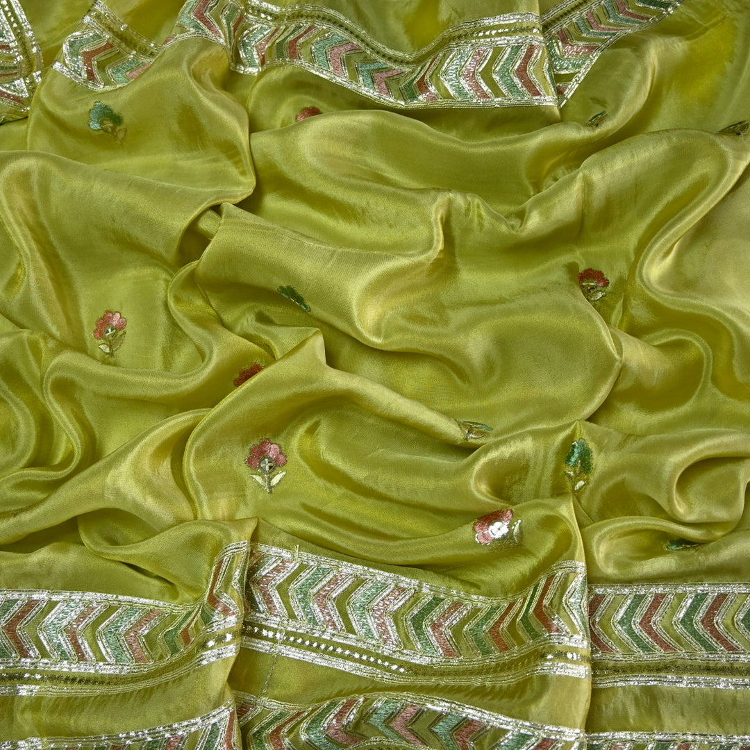 Dyed Tissue Foil Embroidery Dupatta Fabrics