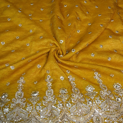 Crush Organza Zari Sequins Embroidery Fabrics