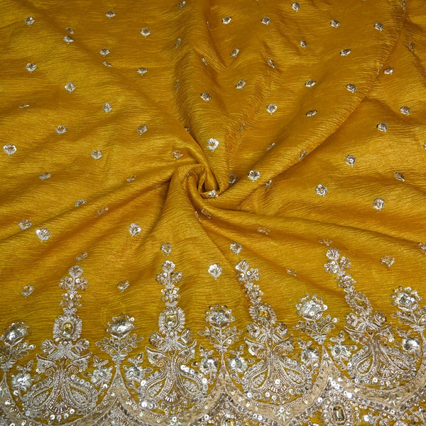 Crush Organza Zari Sequins Embroidery Fabrics