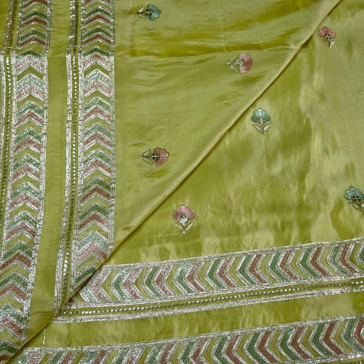 Dyed Tissue Foil Embroidery Dupatta Fabrics