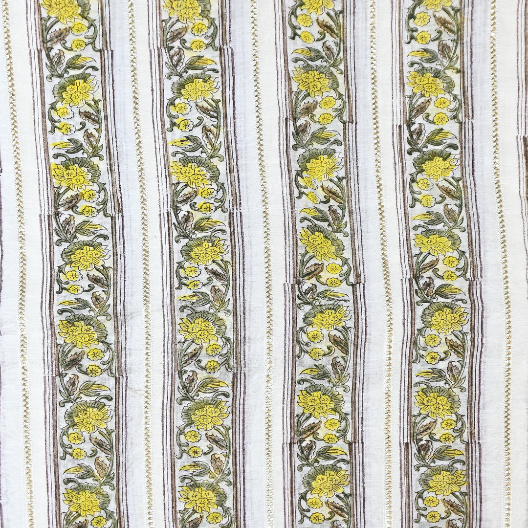 Floral Grace Mul Chanderi Gota Stripe Fabric – Designer Wear Fabric ZA0762-1