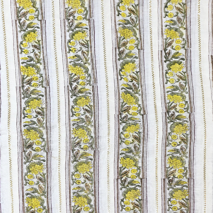 Floral Grace Mul Chanderi Gota Stripe Fabric – Designer Wear Fabric ZA0762-1